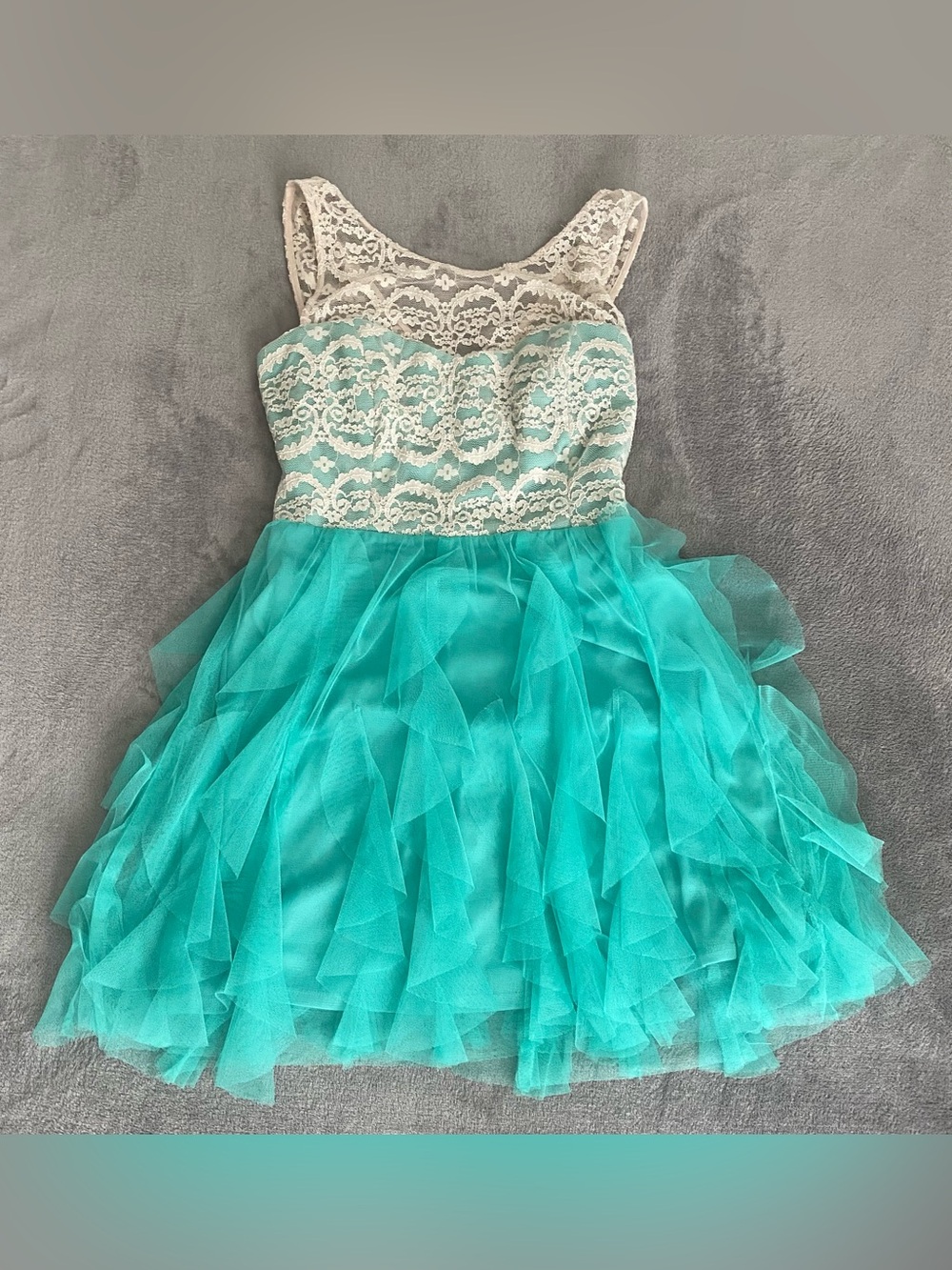 Tezenis Teal Lace Tulle Skater Dress Juniors 17/18